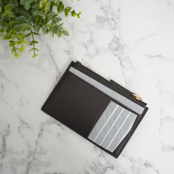 NWT Tory Burch Britten Soft Zip Card Case Wallet in Dark Mahogany - Picture 4 of 7